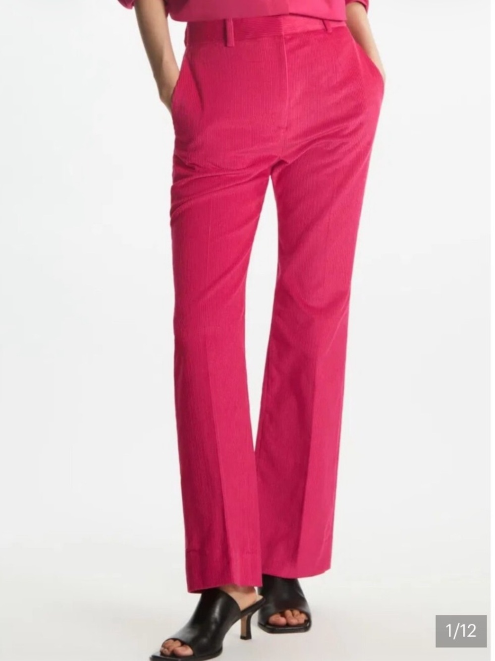 COS Hot Pink Wide Leg Corduroy Pants